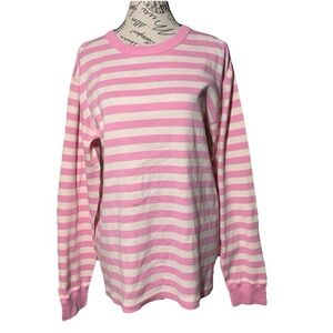 Hanna Andersson Cotton Pink Striped Soft Cozy Long Sleeved Tee Women’s Sz L